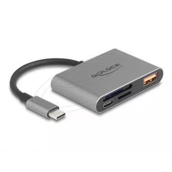 Delock 91016 USB-C card reader for SD and microSD cards with USB-A port and USB-C PD