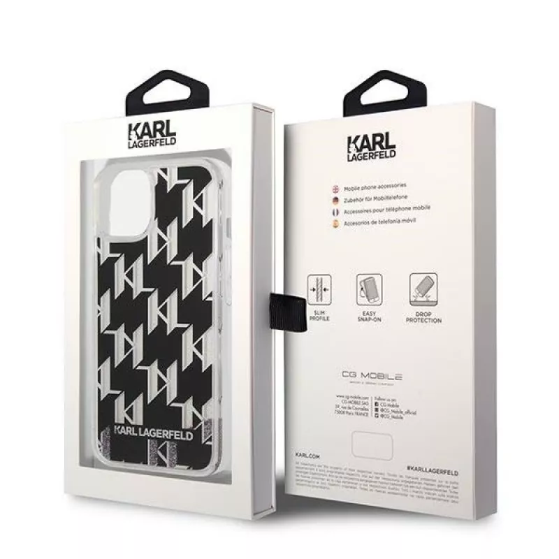 Karl Lagerfeld KLHCP14MLMNMK iPhone 14 Plus 6.7 hardcase black / black Liquid Glitter Monogram