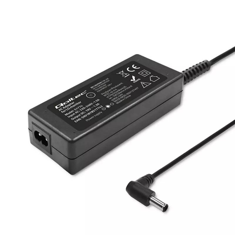 Qoltec 51774 Power adapter for LG monitor 25W | 1.3A | 19V | 6.5 * 4.4 + power cable