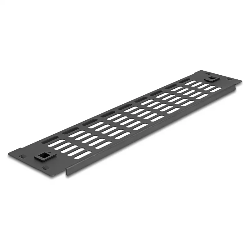 Vented Blank Panel DeLOCK 19 inch 2U Black Metal Tool Free