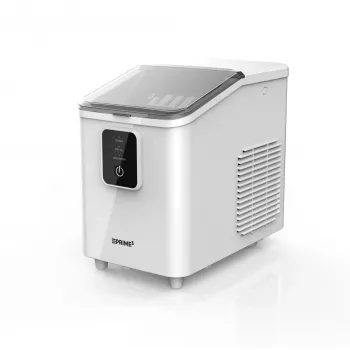 Portable ice cube maker PRIME3 SIM31 — 1.7 L tank, 12 kg/24h, 120 W, R600A, silver