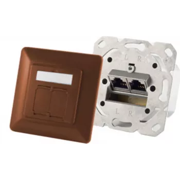 Socket outlet 2 x RJ-45 ShiverPeaks 74280-BR — Cat6a, 500 MHz, brown metal housing