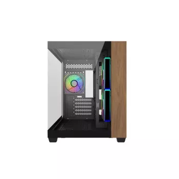 PC case Cooler Master Elite 481 Wood — dual-chamber mATX with natural wood design and dual tempered glass panels