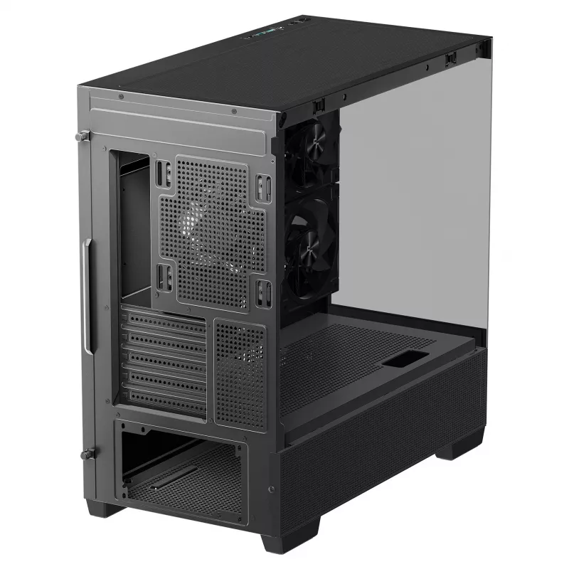 PC Midi Tower DeepCool CG380 3F — Black, 235×437×451 mm, supports 2x120 mm side + 1x120 mm rear fans, bottom PSU, 2.5 inch/3.5 inch HDD