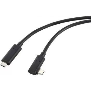 Renkforce Fibre Optic USB-C®-Displaykabel USB 3.2 Gen2 USB-C® Plug einseitig angled 10.00 m Black RF-5625884 (RF-5625884)