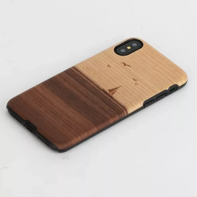 Smartphone case man and wood for iPhone X/XS — model mare, black