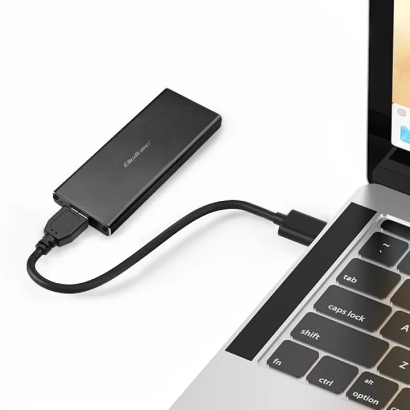 M.2 SATA SSD Enclosure QOLTEC 51854 USB 3.0 tool-free
