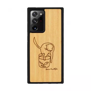 Protective phone case man and wood for Samsung Galaxy Note 20 Ultra — cat with fish design