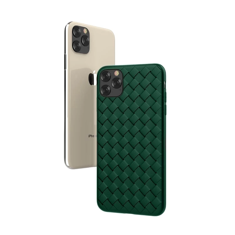 Protective soft case Devia for iPhone 11 Pro Max with woven pattern design, green