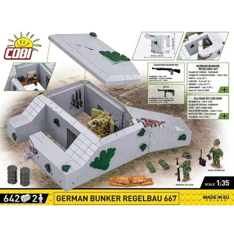 Construction Set Cobi German Bunker Regelbau 667/642 model COBI-3136 – detailed brick kit
