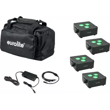 LED Flat Light Set EUROLITE 4x AKKU IP 3 — 4 battery-powered flat lights, rechargeable