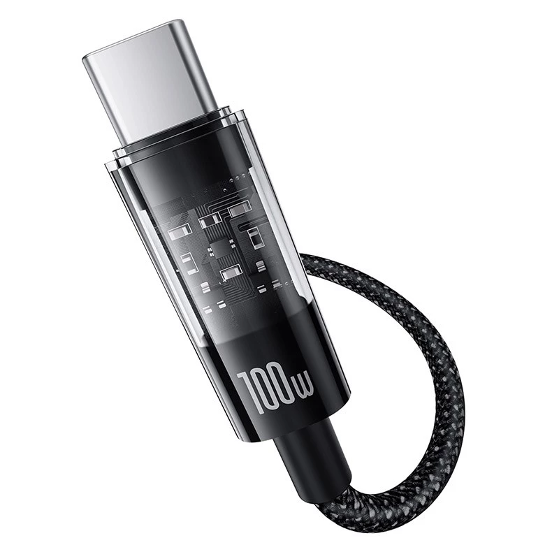 USB A to USB C cable Baseus Gem 1m 100W Fast Charging, Nylon jacket, Black
