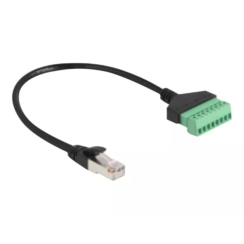 DeLOCK RJ45 Cable Cat.6 plug to Terminal Block Adapter 30 cm Black Green