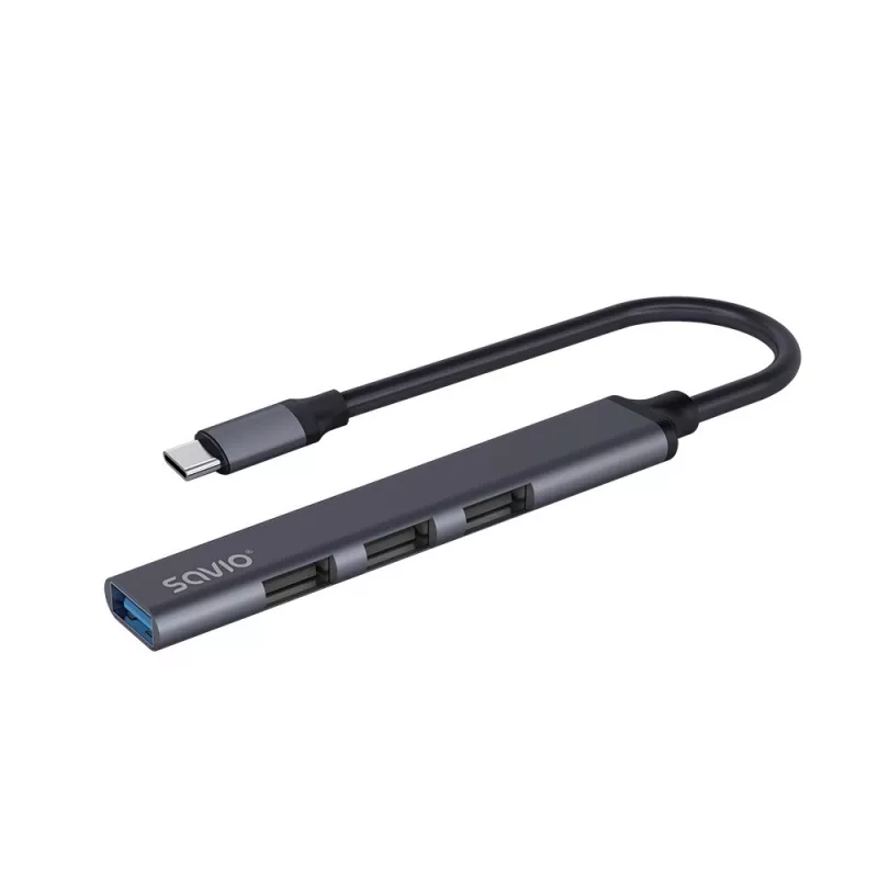 USB 3.0 4-port interface hub SAVIO AK-71 with USB-C host, 5000 Mbit/s, 2-year warranty