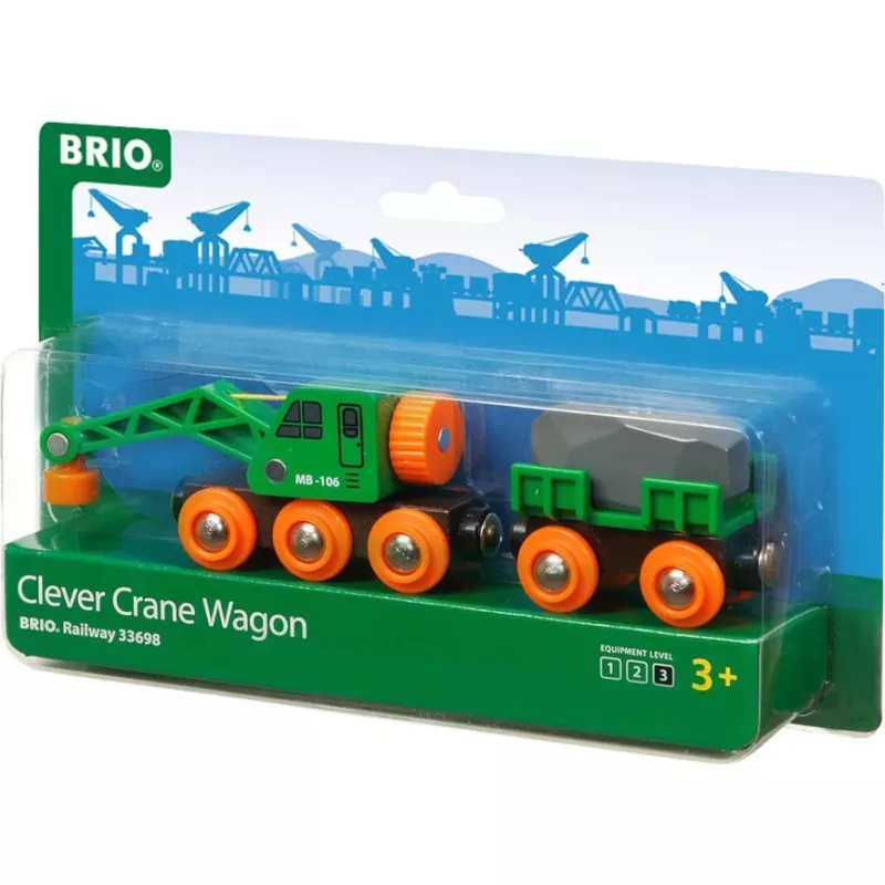 Wagon BRIO Clever Crane Wagon Lift and Load Black Green