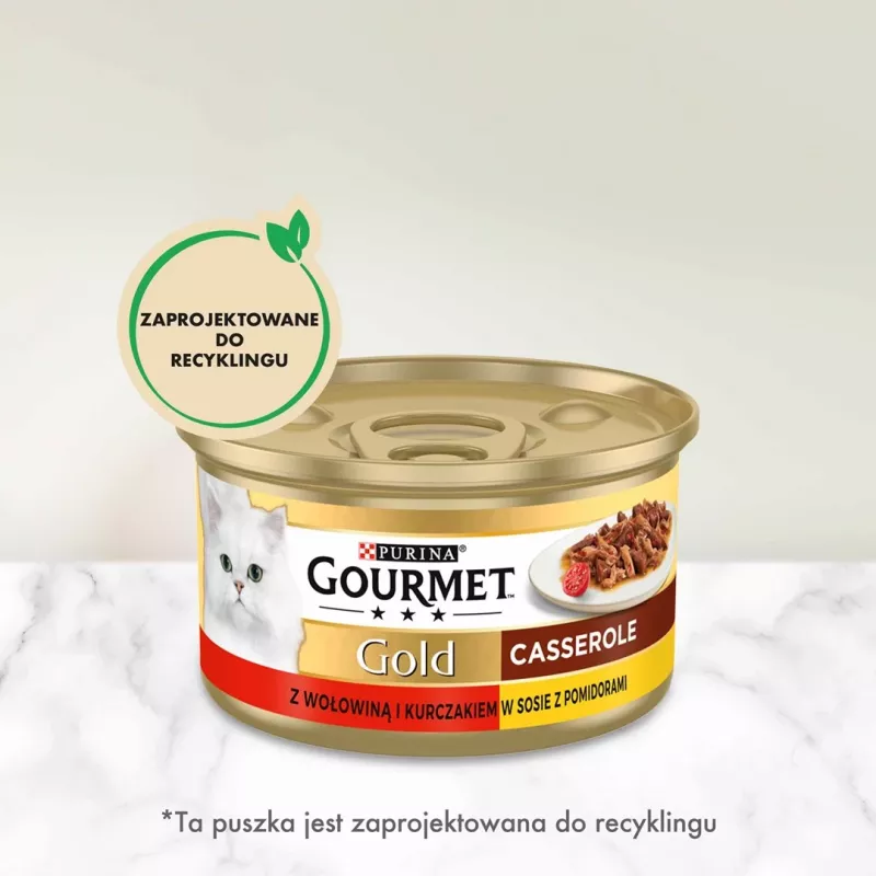 Wet cat food Gourmet (Purina) Gold 85 g — adult, beef & chicken