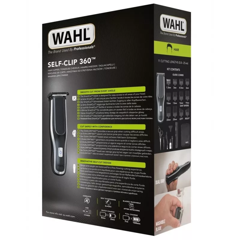 Wahl Self-Clip 360 Black, Silver Lithium-Ion (Li-Ion)