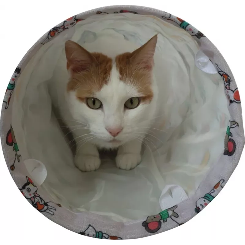 Cat tunnel ZOLUX CHATOUILLE 100 cm with cats and mice pattern — pet toy