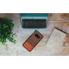 Smartphone case man and wood for Galaxy S10e — brown check with black trim