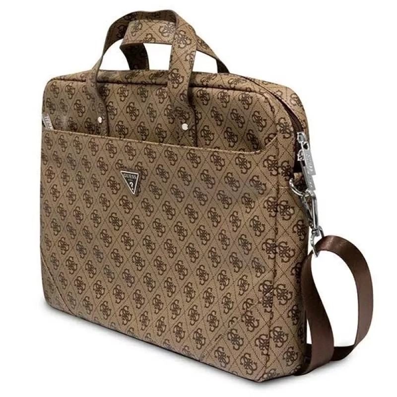 Laptop bag GUESS GUCB15P4TW 16 inch brown Saffiano with 4G triangle logo