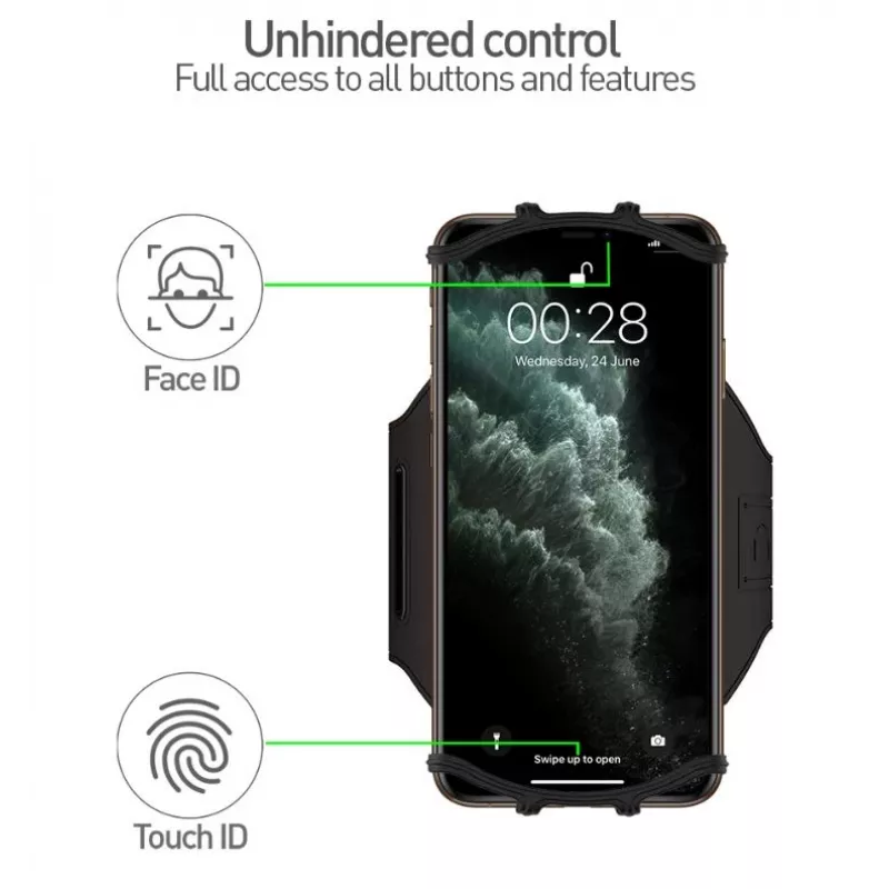 Armband Tellur A100 Black adjustable fit for smartphones — sports armband, universal size