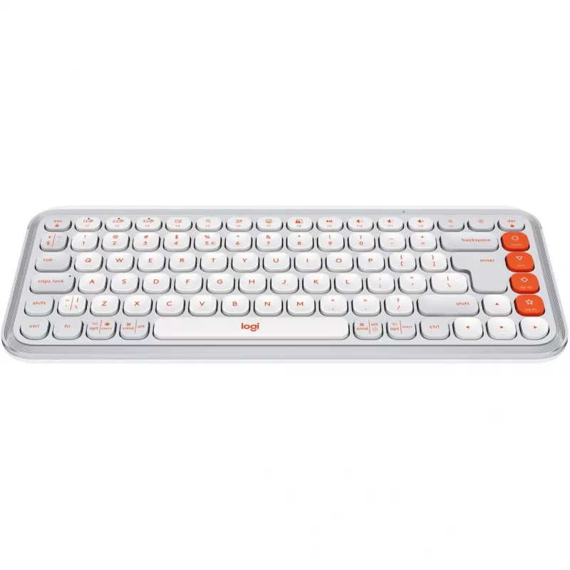 Logitech POP Icon Keys - Keyboard - Wireless - Bluetooth LE - QWERTY - US International - Off White, orange (920-013072)