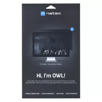 Frameless display privacy filter NATEC Owl 60.5 cm (23.8 inch) for 16:9 LCD monitors — 527×297 mm