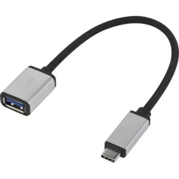 Renkforce RF-4888284 USB Cable 0,15 m 3.2 Gen 1 (3.1 Gen 1) USB C USB A Black - Silver (RF-4888284)