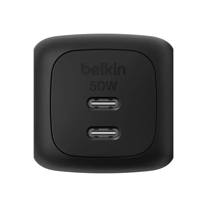 Indoor AC Fast Charger Belkin WCH019kqBK — 2× USB‑C, Black, OVP/OC/OT/SC Protection