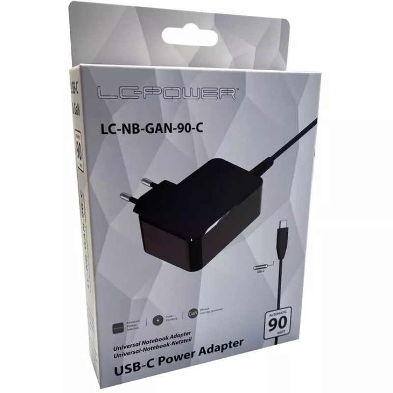 Indoor Charger LC-Power LC-NB-GAN-90-C Laptop Black AC 220-240V
