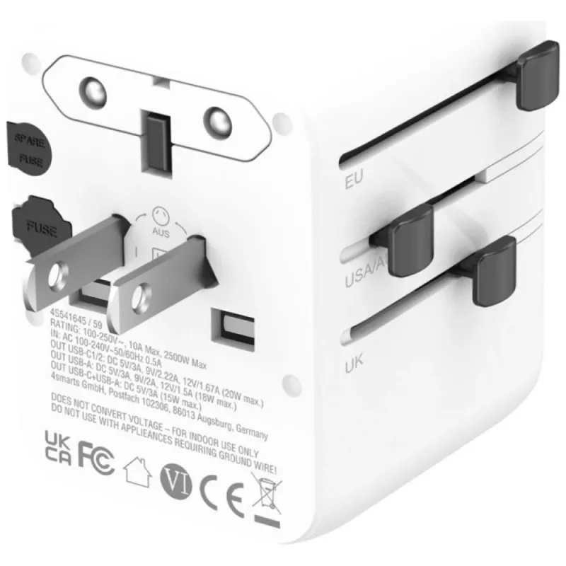 Travel adapter 20W GaN Nomad 2xUSB-C + 1xA