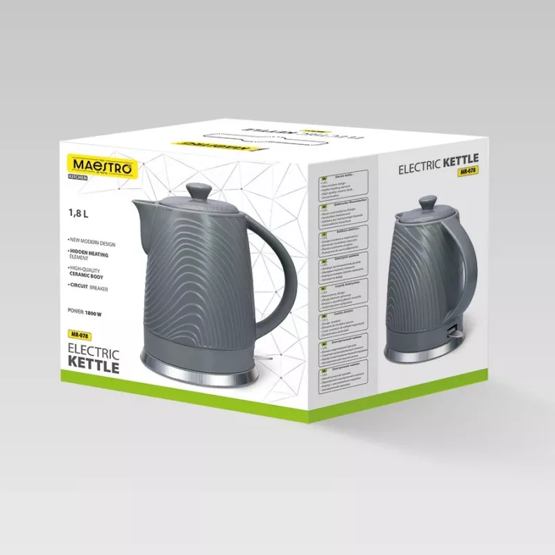Electric kettle Maestro MR-078, 1.8 L capacity, grey