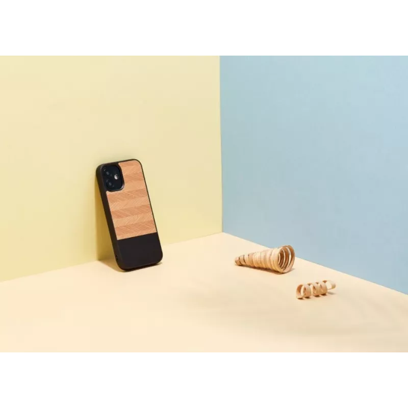 Protective phone case Man and Wood for iPhone 12 mini Herringbone Nero Black