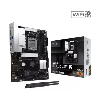 ASRock B850 Rock WiFi 7 Motherboard, AMD Socket AM5, ATX, DDR5, Wi-Fi 7