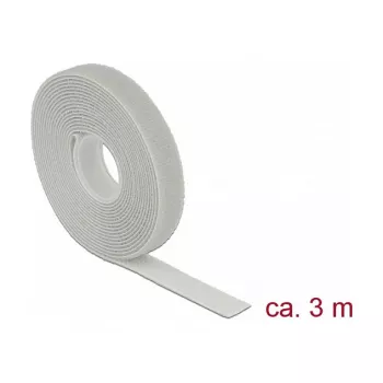 Hook and loop fastener tape DELOCK 18275, grey, 13 mm x 3 m, 1 pc
