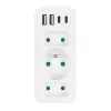 Power splitter MACLEAN MCE248 F/W — 3 AC sockets (1×16A, 2×6A) + 4×USB (2×A, 2×C PD 20W), EU plug, white