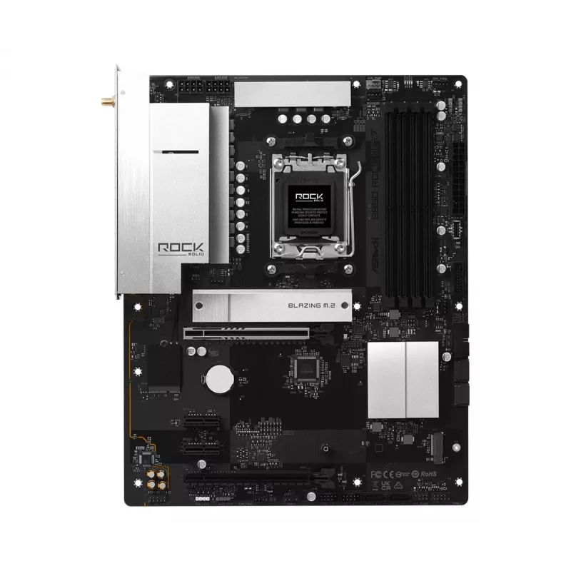 ASRock B850 Rock WiFi 7 Motherboard, AMD Socket AM5, ATX, DDR5, Wi-Fi 7