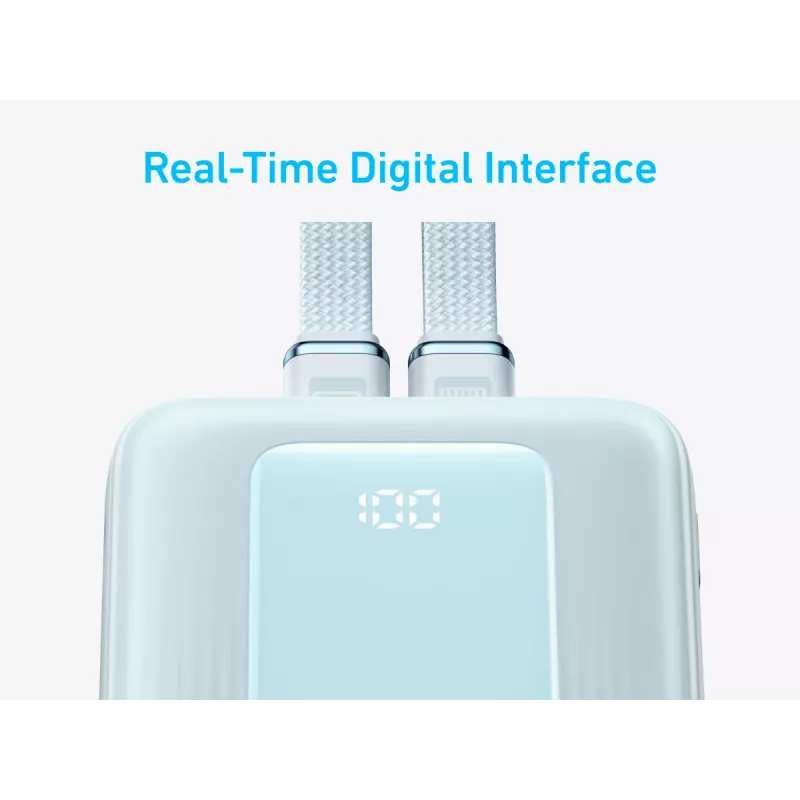 Anker Power Bank with Built-In USB-C and + Lighting Cable | A1680031 | 10000 mAh | 30W | Blue