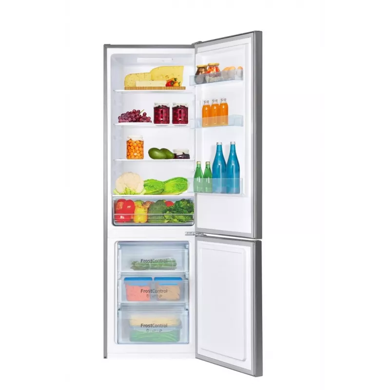 Fridge-freezer AMICA FK2525.4UNTX(E) freestanding 250L, silver, bottom freezer, R600a