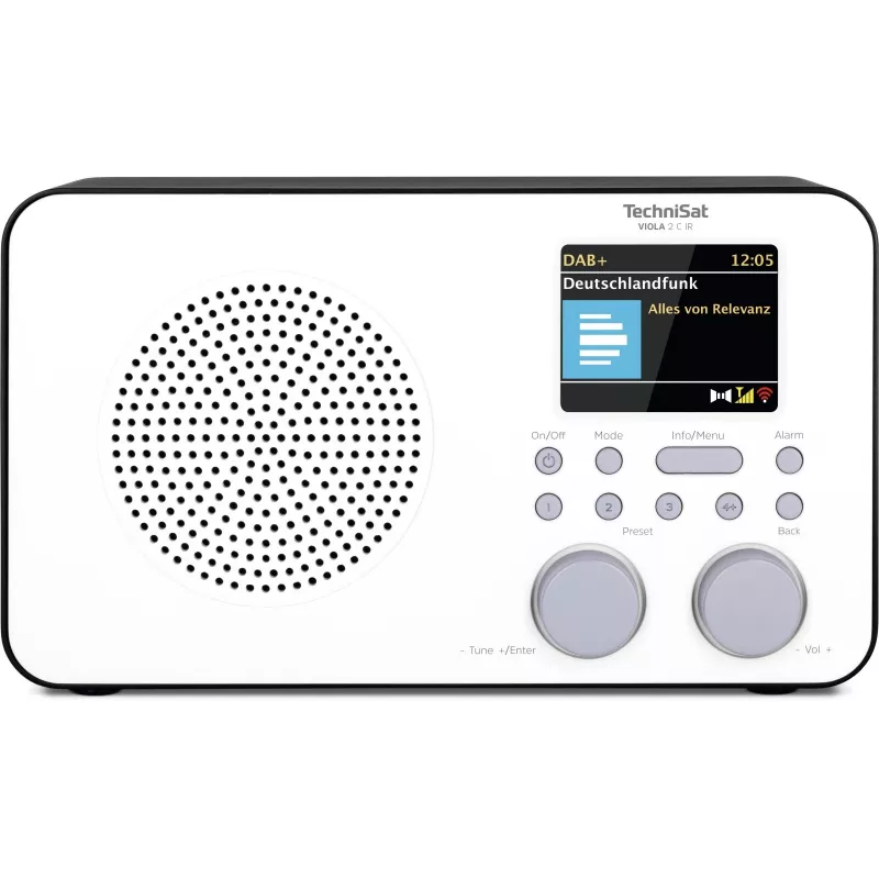 Internet radio TECHNISAT VIOLA 2 C IR — Analog & digital tuner, DAB+/FM, Wi‑Fi, 3 W, 2.4 inch TFT, 3.5 mm, Black/White