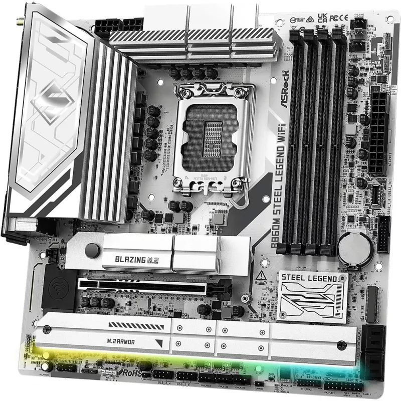 Motherboard ASRock B860M Steel Legend WiFi — Intel B860, LGA 1851, micro‑ATX, DDR5, 4 DIMM, Wi‑Fi 6E, 2.5GbE