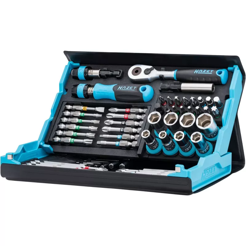 Socket and bit set Hazet 2200SC-32 — 59 pieces, 1/4 inch reversible ratchet, black/blue