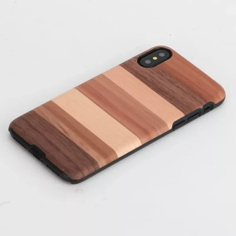 Smartphone case man and wood for iPhone X/XS — black protective cover