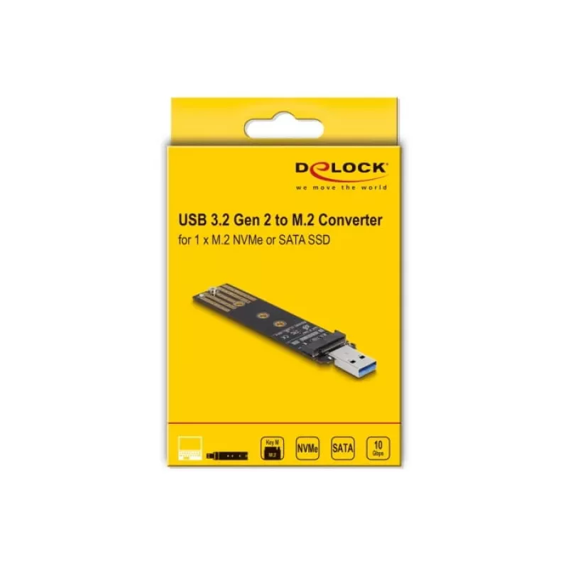 DeLOCK Combo Converter for M.2 NVMe PCIe or SATA SSD USB 3.2 Gen 2 Black