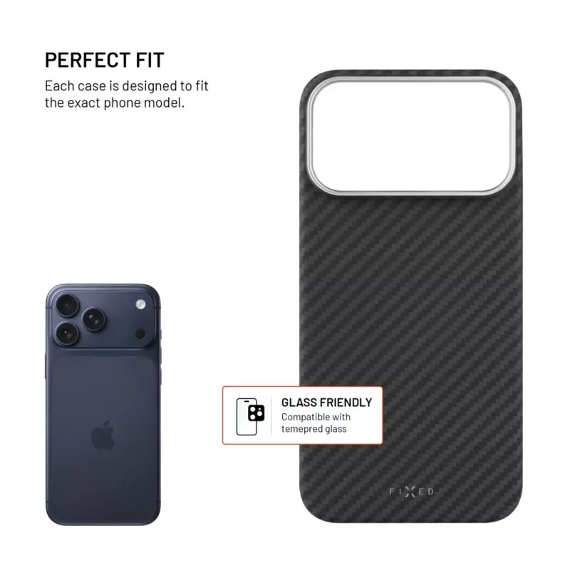 Protective back cover FIXED for Apple iPhone 17 Pro Max — aramid fibers, black