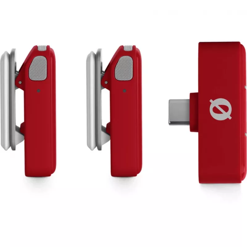 Wireless microphone Rode Wireless Micro — compact clip-on transmitter and receiver, red