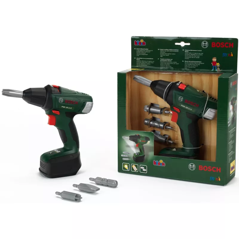 Theo Klein 8567 Bosch Cordless Screwdriver I Battery-Powered Drill/Screwdriver with Rotating and Interchangeable Bits I Light and Sound I Dimensions: