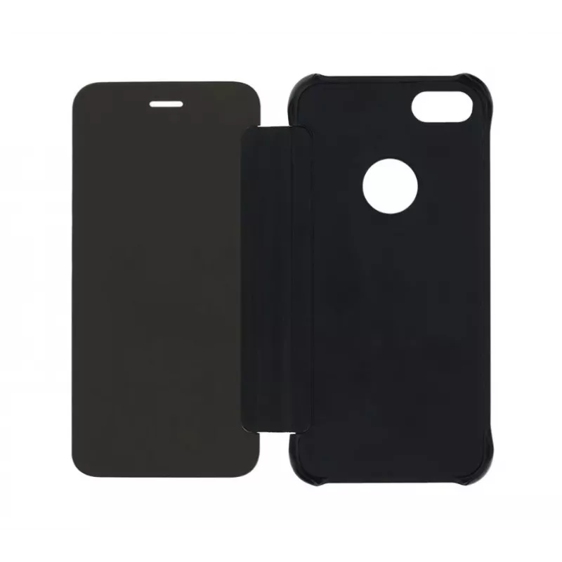 Phone wallet case Tellur for iPhone 8 — synthetic leather, black, with mirror