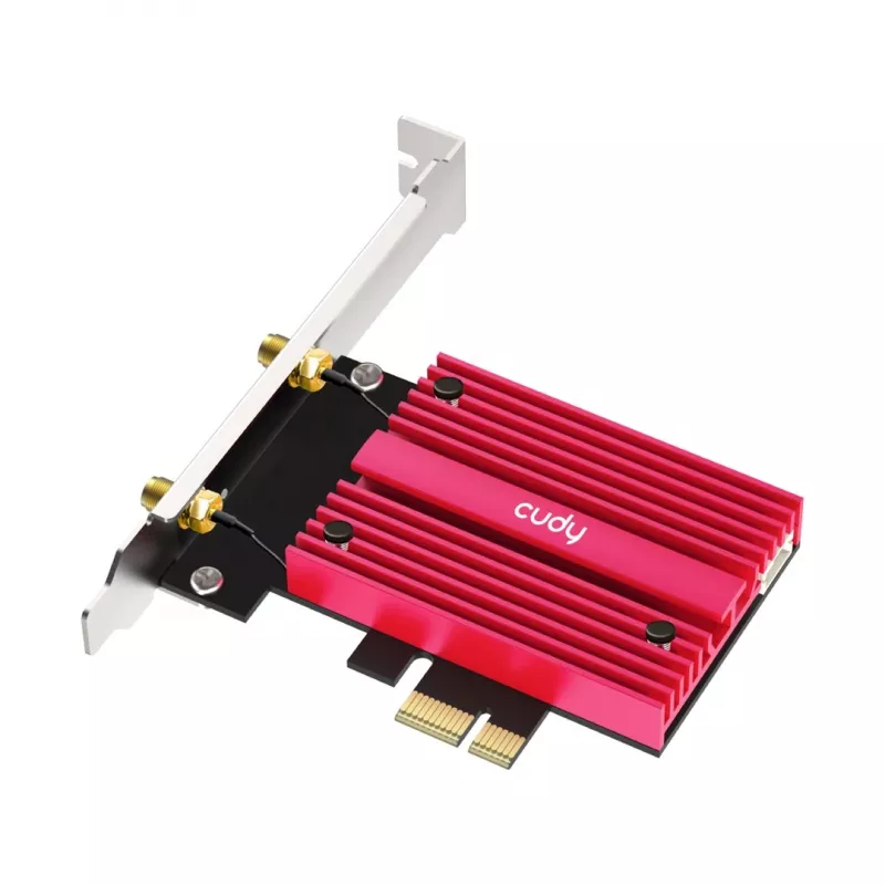 Internal WLAN Bluetooth Network Card Cudy WE9300S PCIe, Wi‑Fi 7 (802.11be) Tri‑band 2.4/5/6 GHz, 5765 Mbit/s, Bluetooth 5.4, external 2x2 antenna