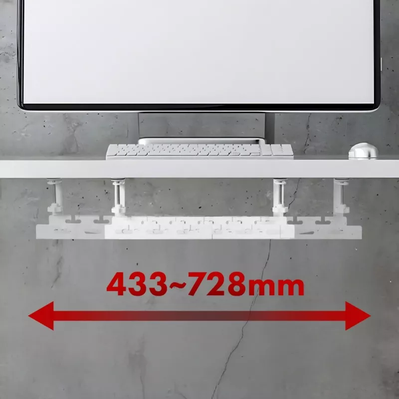 Maclean under-desk cable organizer, max. load 5kg, max. 728mm, white, MC-103 W